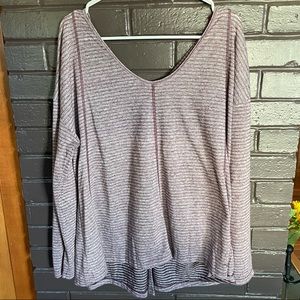 The North Face Purple Striped Long Sleeve Tee with Criss Cross Back